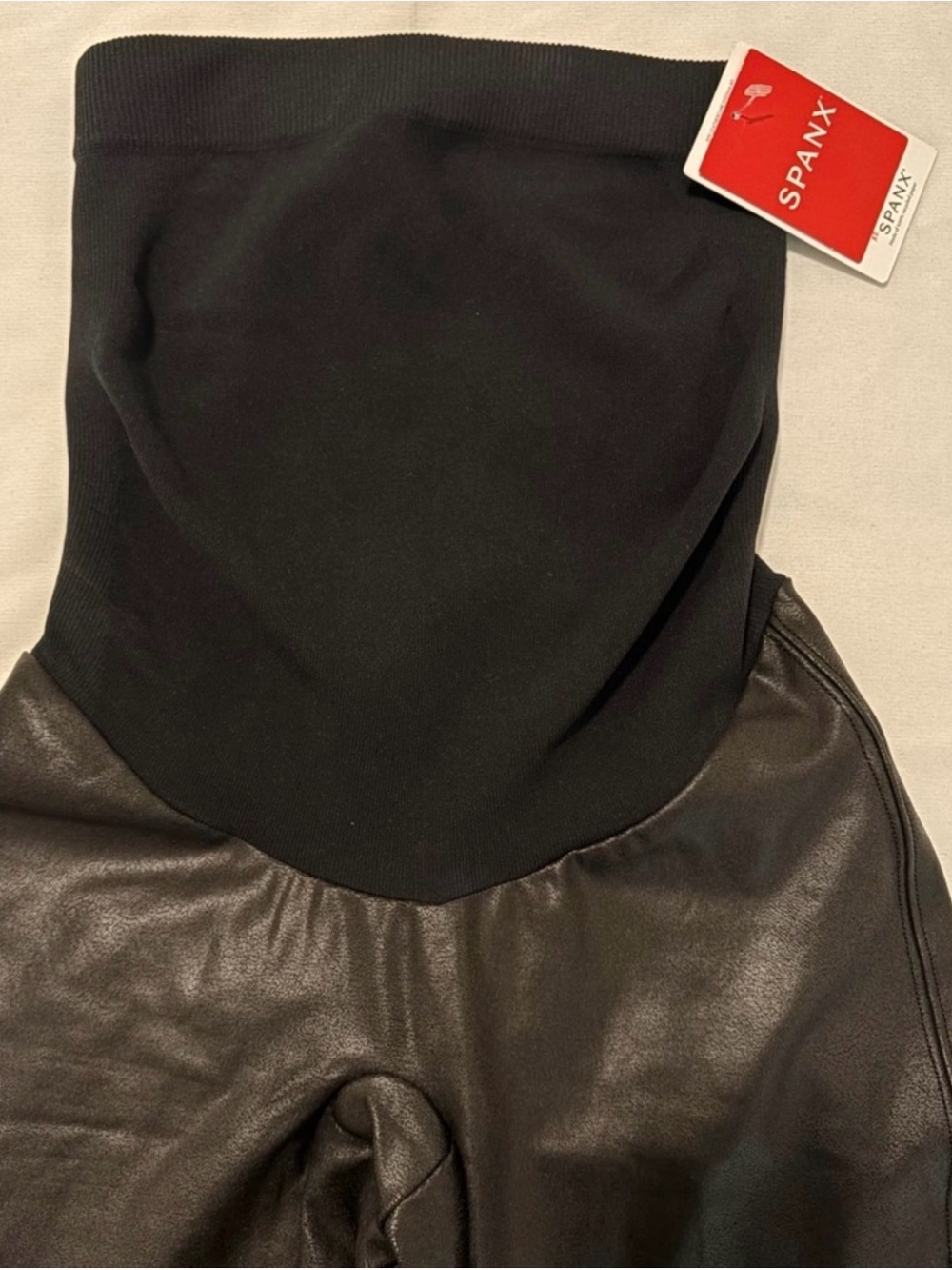 Spanx Maternity Mama Faux Leather Leggings Very Black Size XS - New
